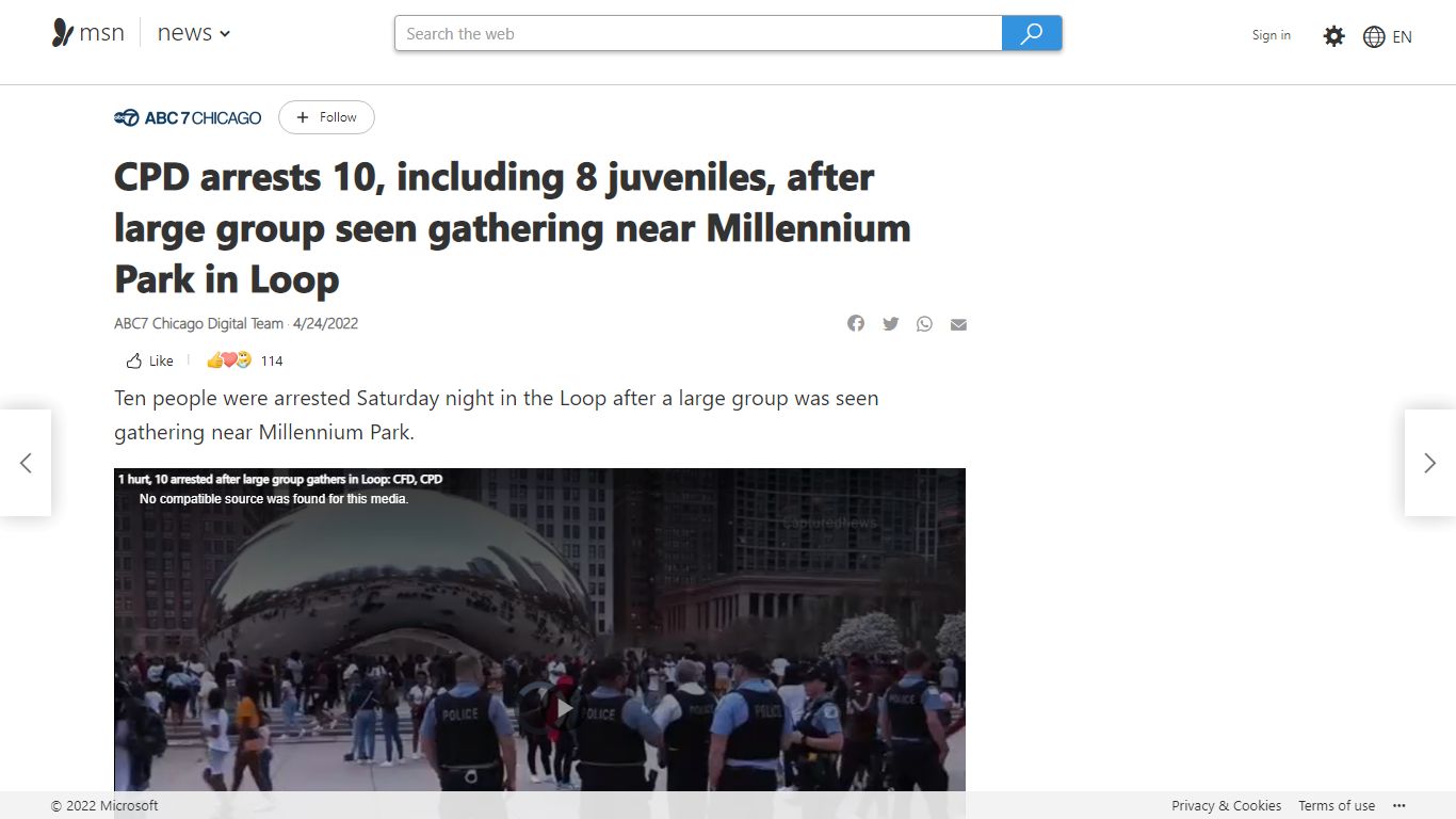 CPD arrests 10, including 8 juveniles, after large group seen ... - MSN